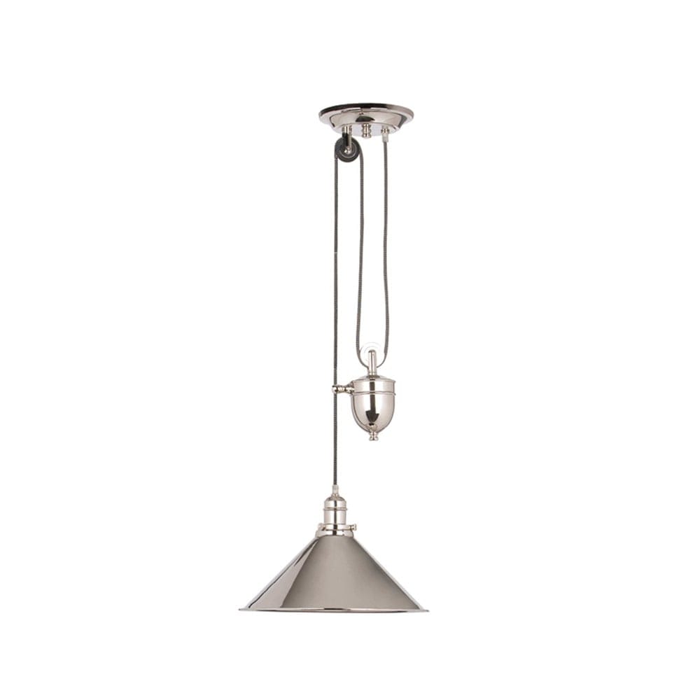 Elstead Provence Single Rise and Fall Pendant - Polished Nickel