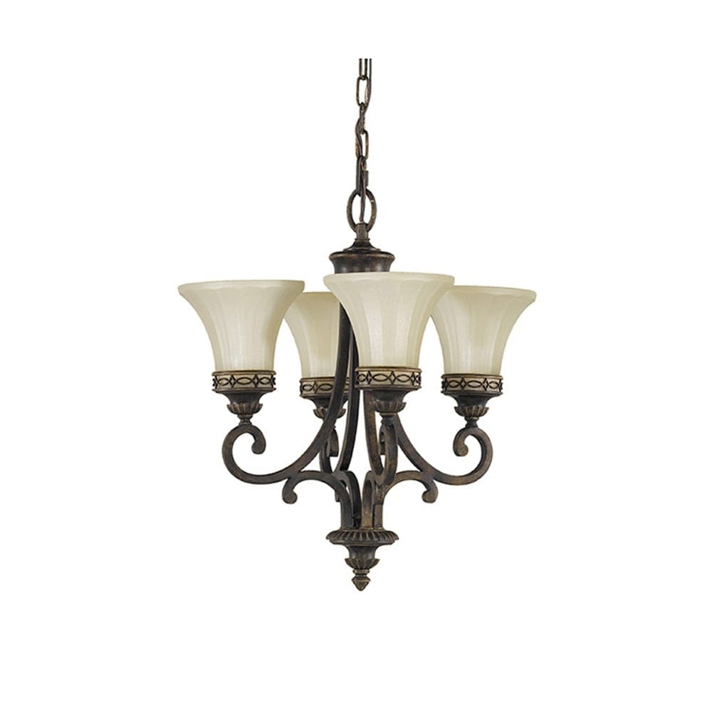 Feiss Drawing Room 4 Light Chandelier - Walnut