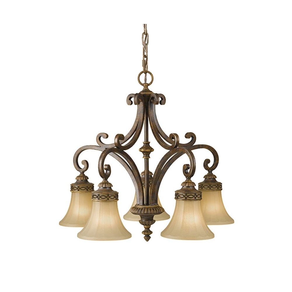 Feiss Drawing Room 5 Light Chandelier - Walnut