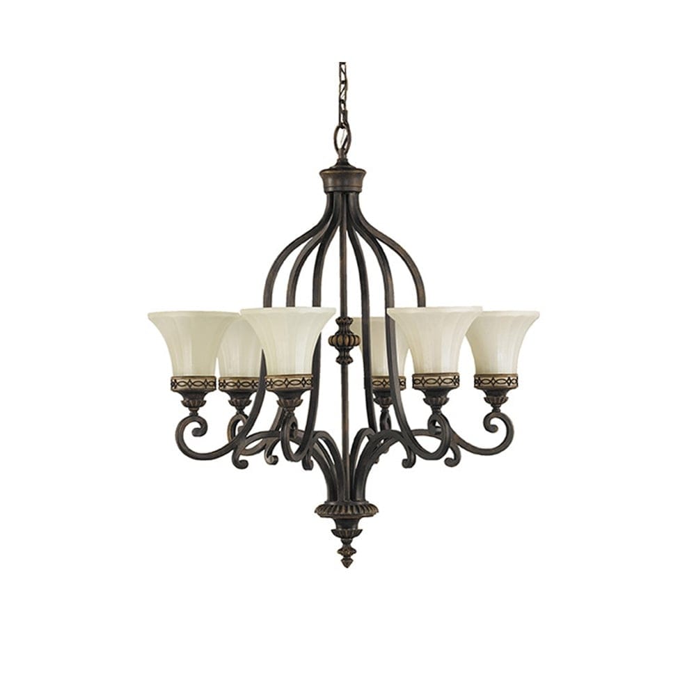 Feiss Drawing Room 6 Light Chandelier - Walnut