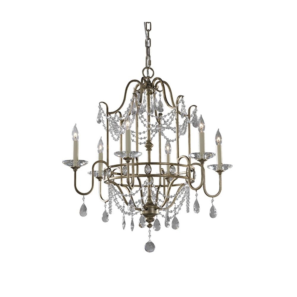 Feiss Gianna 6 Light Chandelier - Gilded Silver