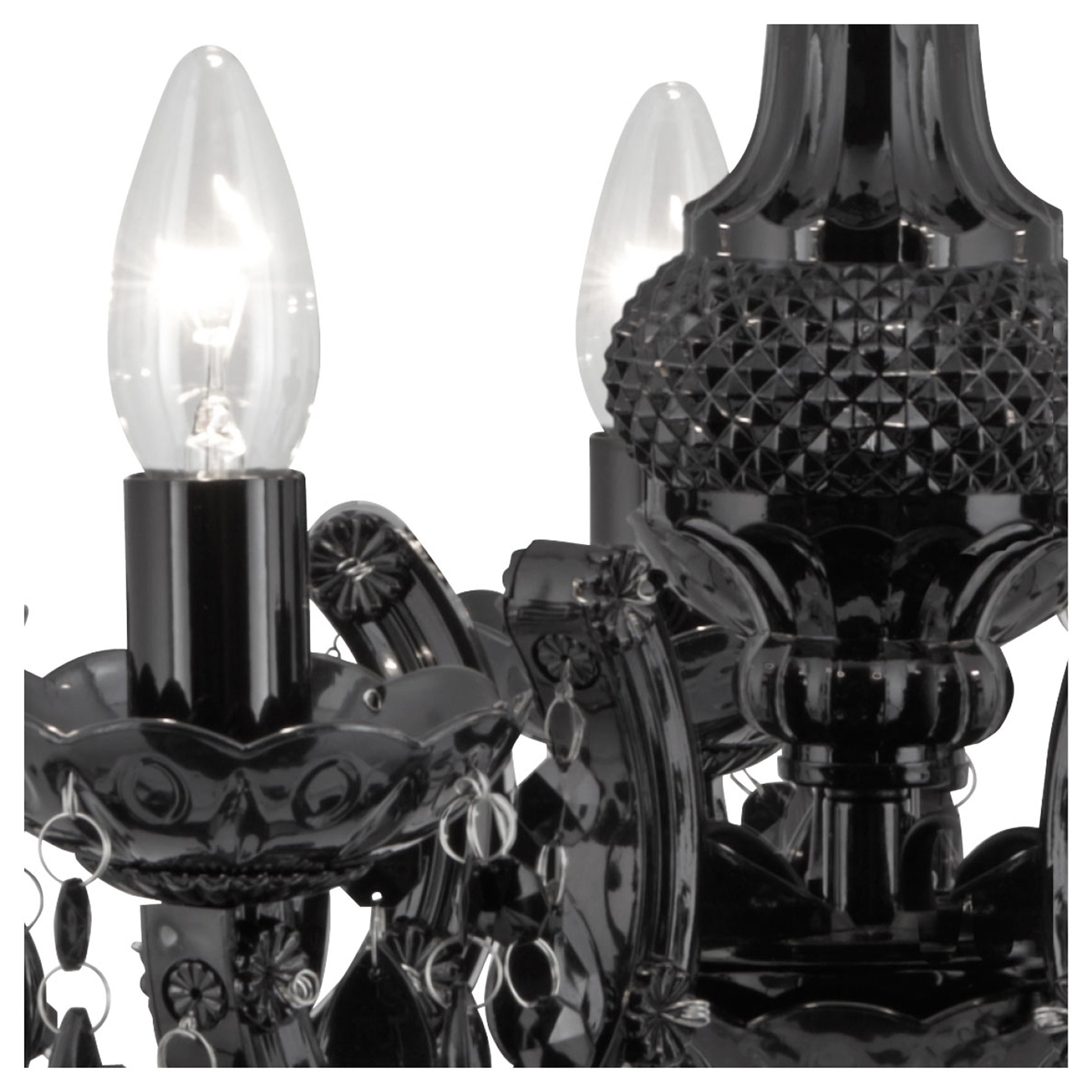 Searchlight Maple 5 Light Chandelier - Black Glass & Acrylic