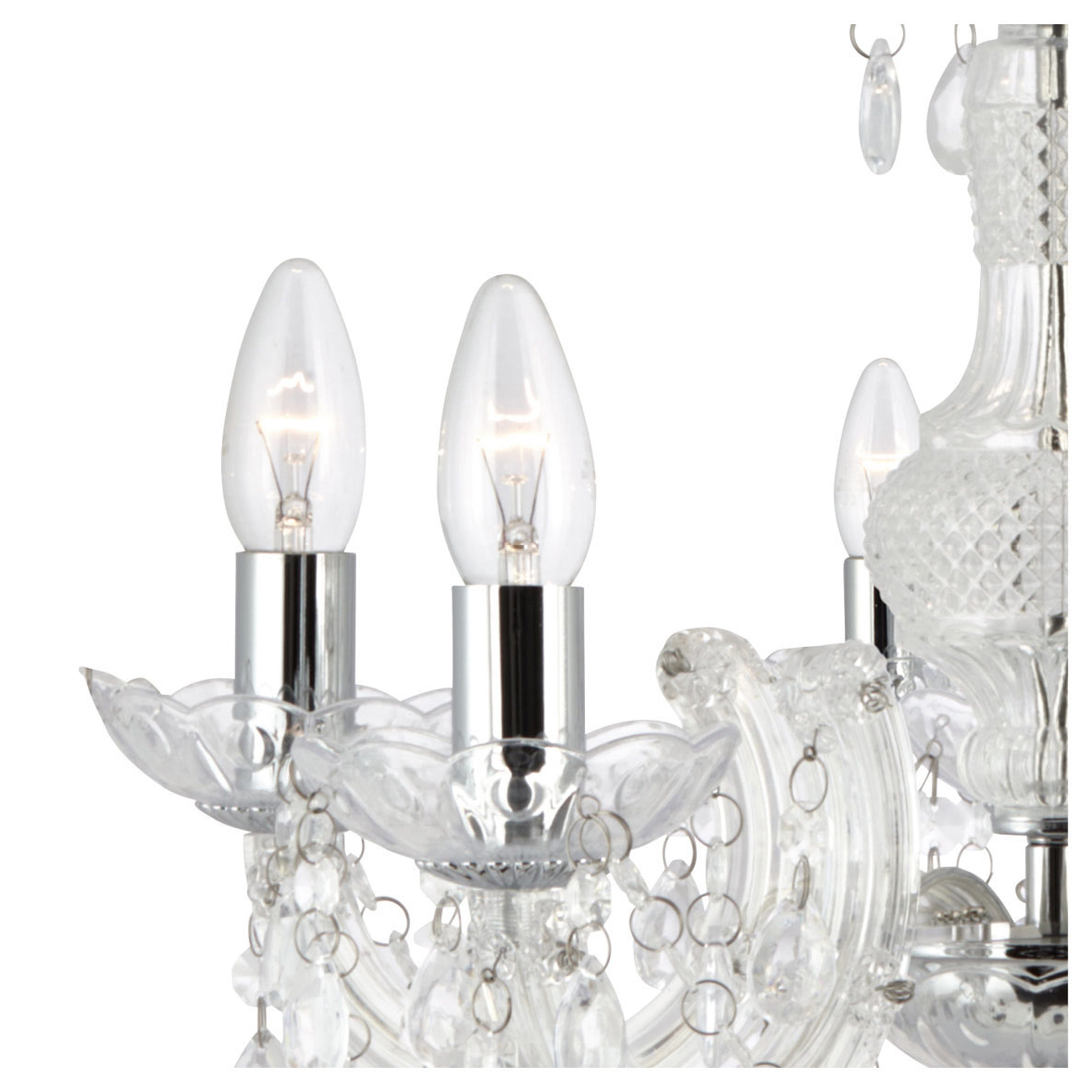 Searchlight Maple 5 Light Chandelier - Clear Glass & Acrylic