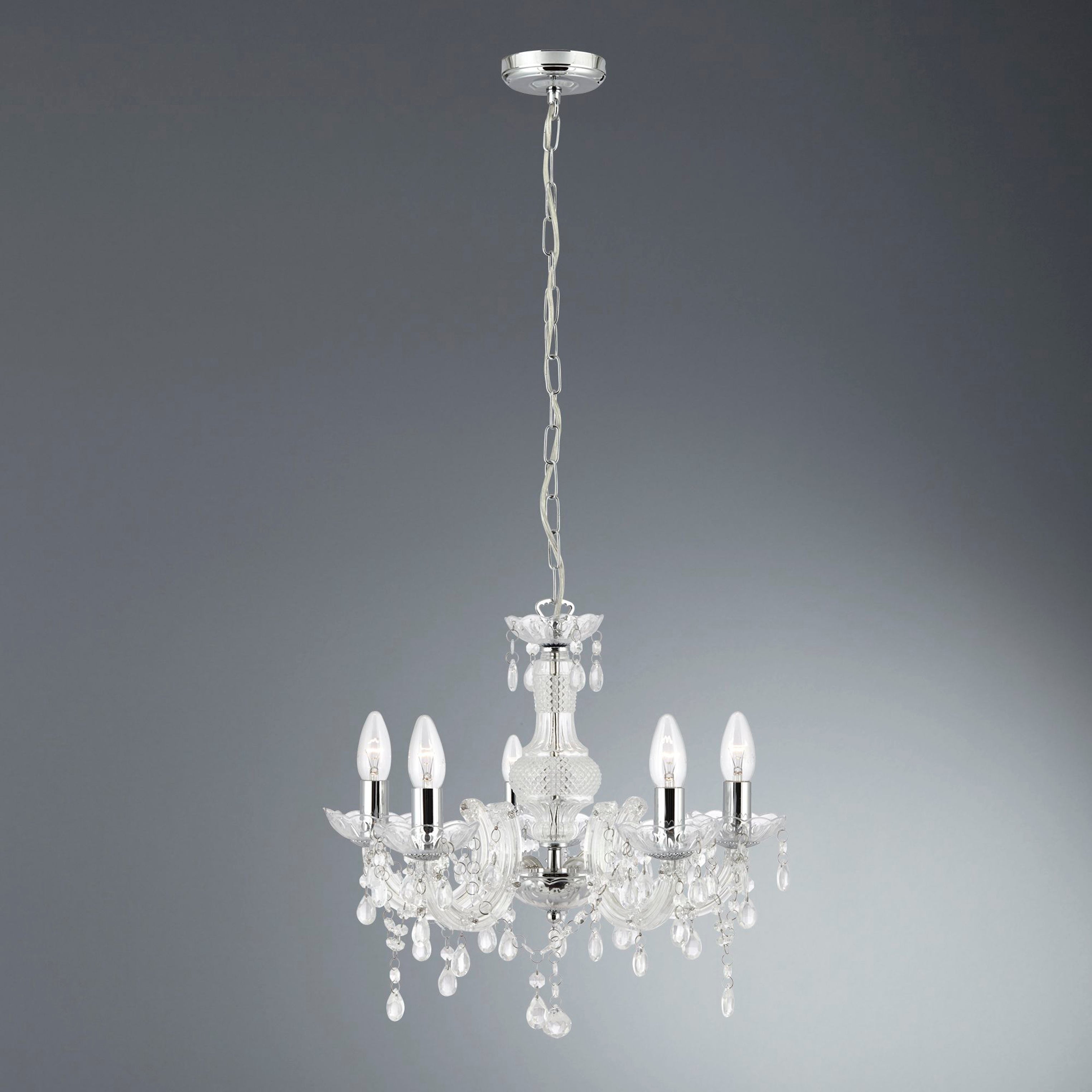 Searchlight Maple 5 Light Chandelier - Clear Glass & Acrylic
