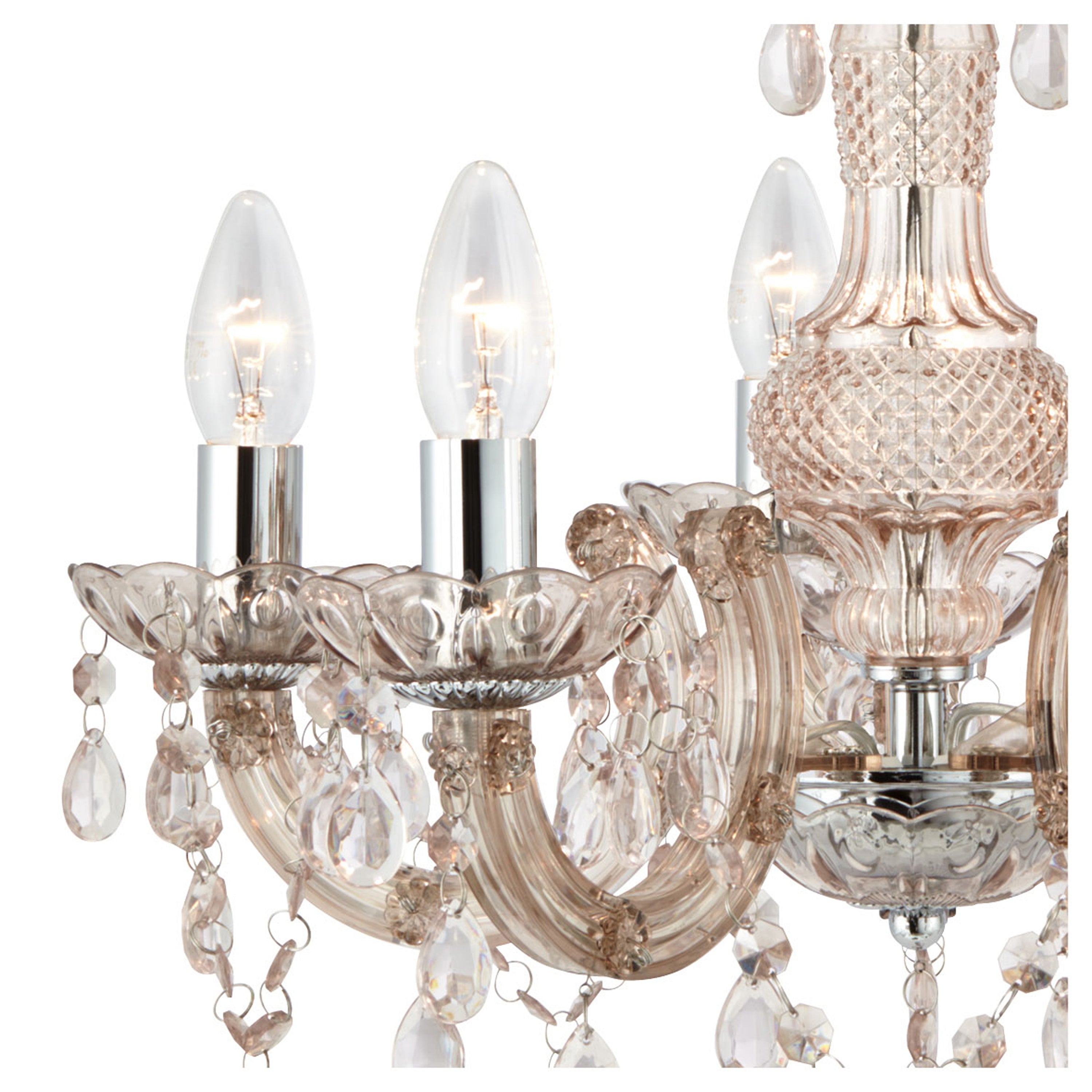 Searchlight Maple 5 Light Chandelier - Mink Glass & Acrylic