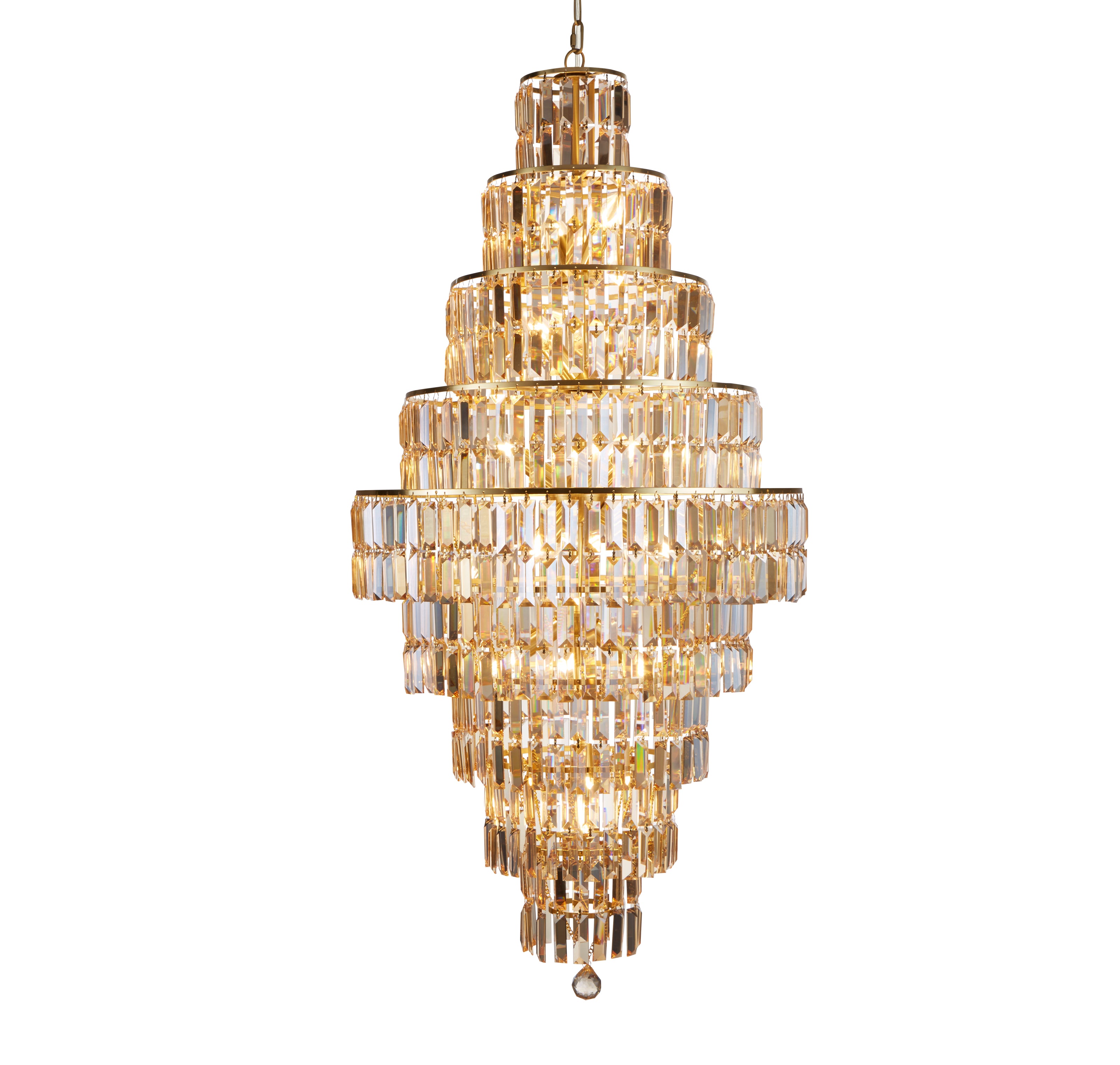 Searchlight Edith 13 Light Chandelier - Satin Brass & Champagne Glass
