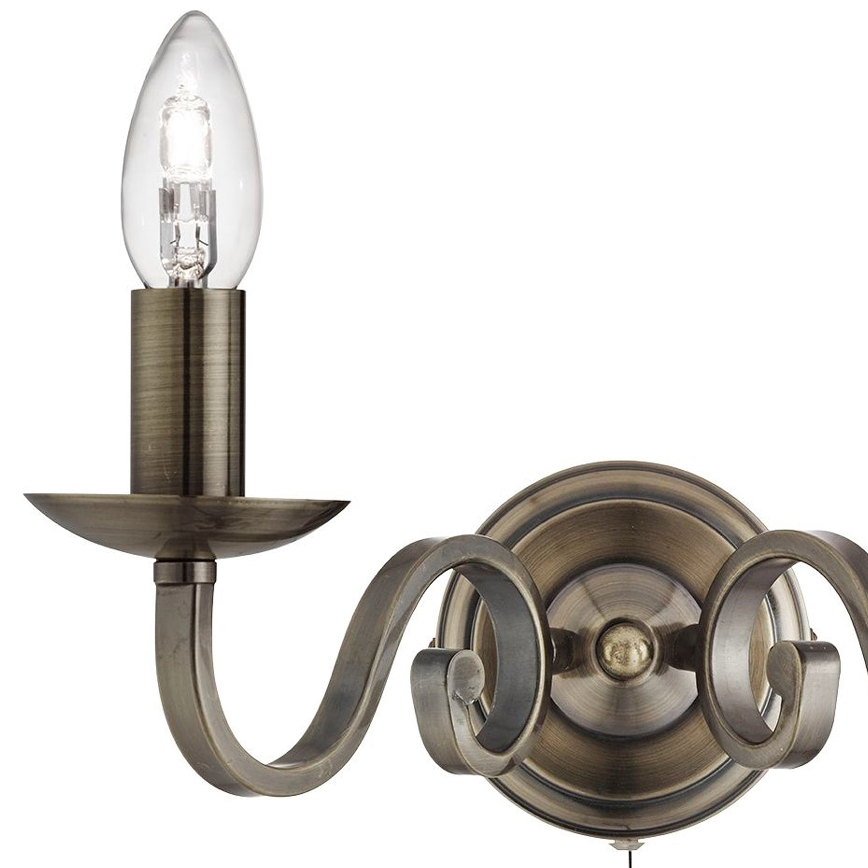Searchlight Rankin Antique Brass 2 Light Wall Bracket With Candle Style Sconces