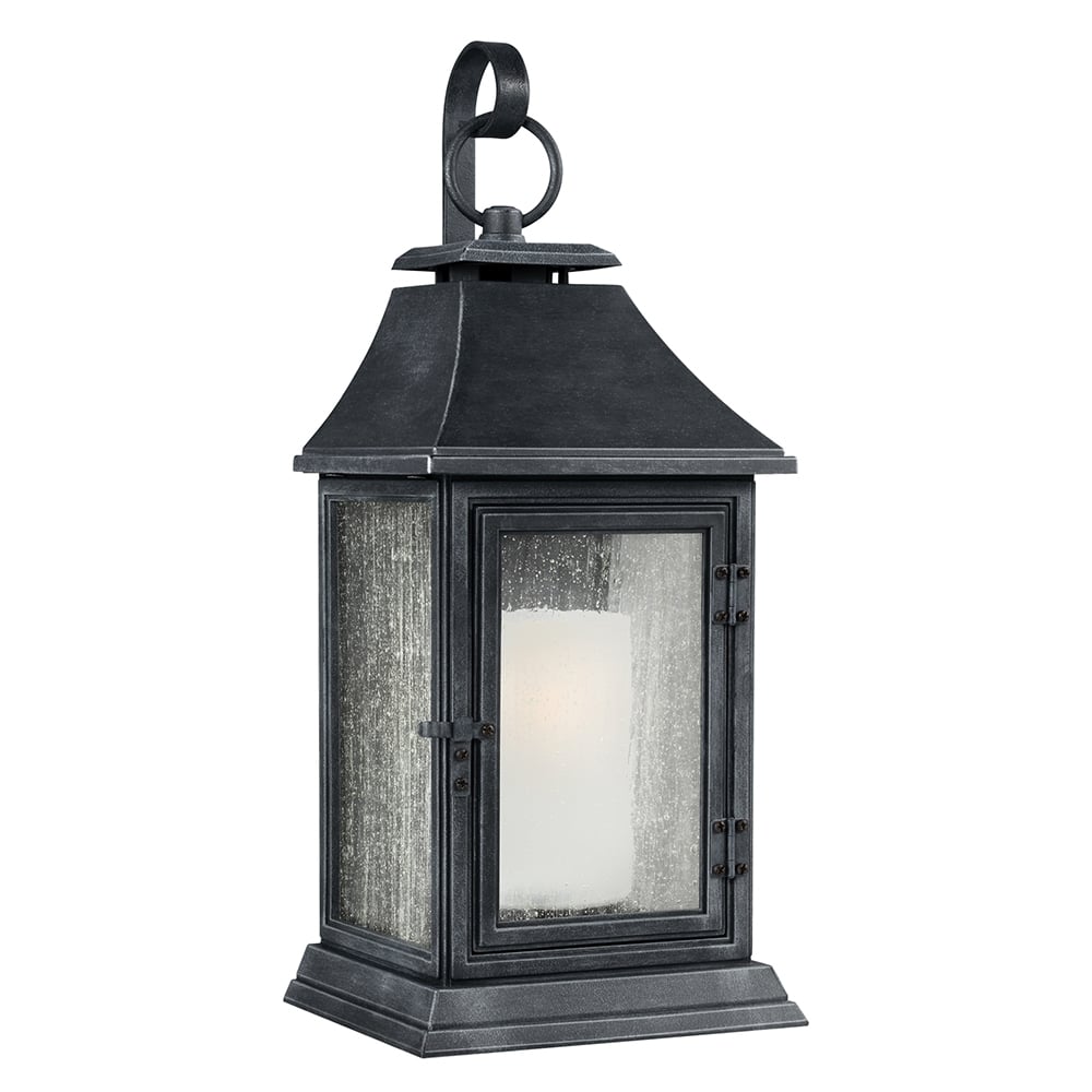Feiss Shepherd Single Extra Large Wall Lantern - Dark Weathered Zinc