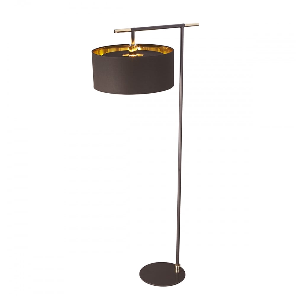 Elstead Balance Single Floor Lamp - Brown & Polished Brass
