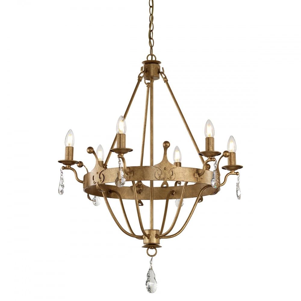Elstead Windsor 6 Light Chandelier - Gold Patina