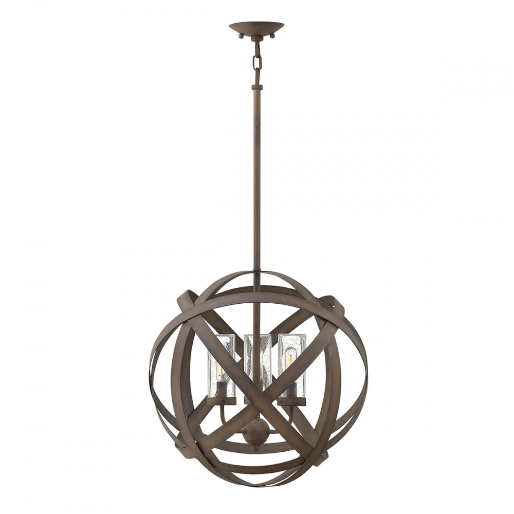 Hinkley Carson 3 Light Outdoor Chandelier - Vintage Iron
