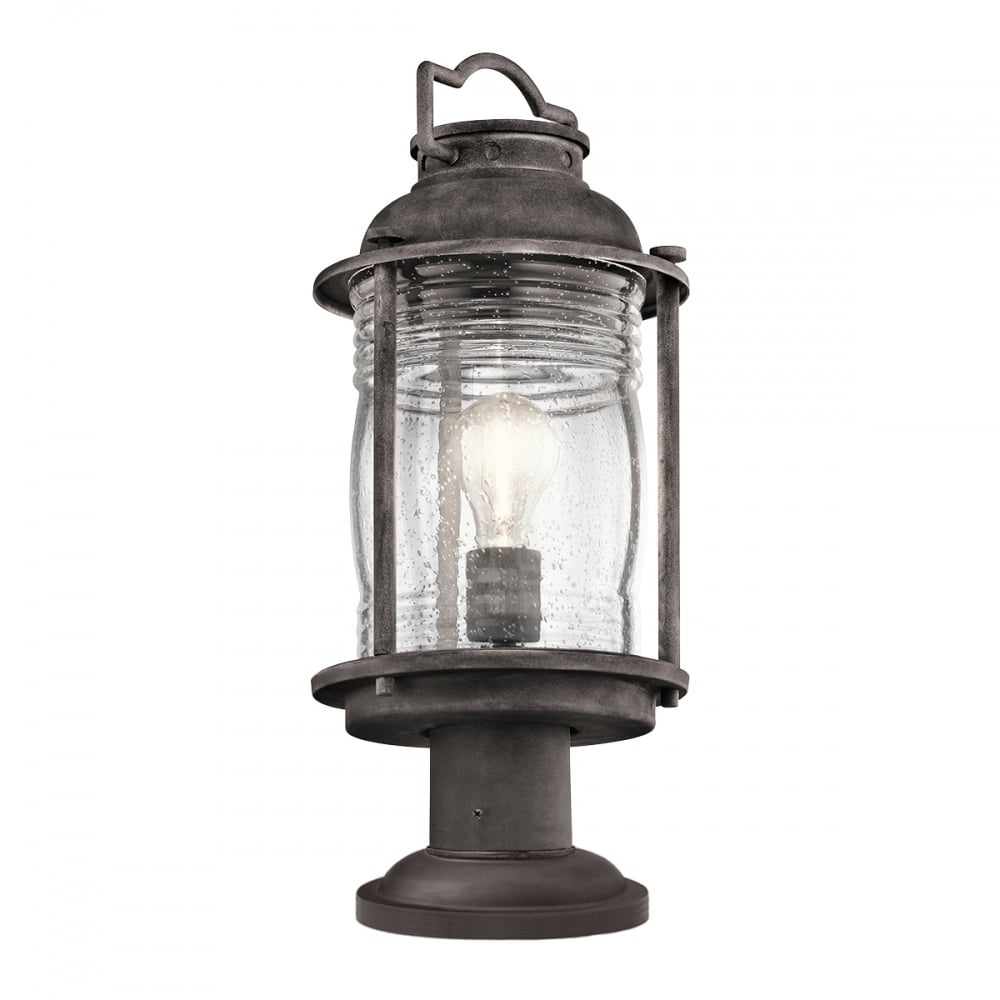 Kichler Ashland Bay Single Medium Pedestal Lantern - Weathered Zinc