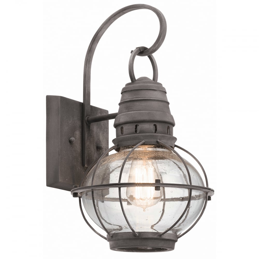 Kichler Bridge Point Single Medium Wall Lantern - Weathered Zinc
