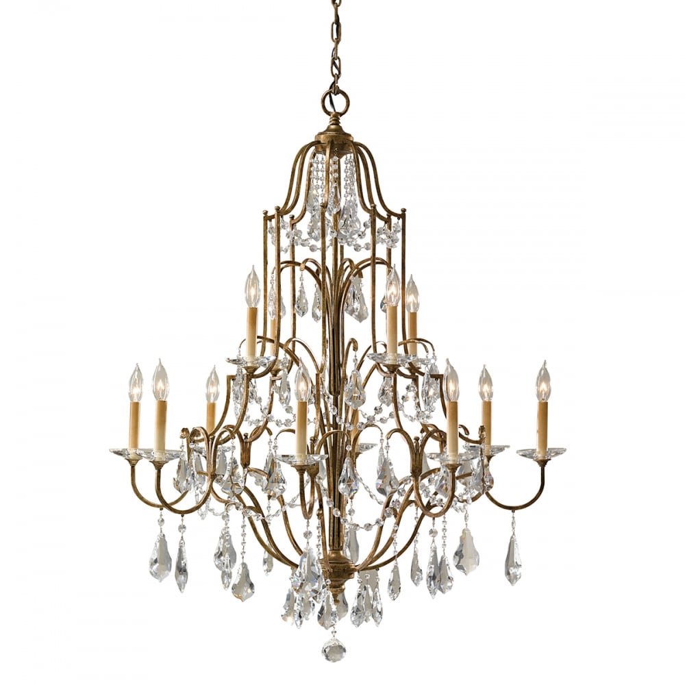 Feiss Valentina 12 Light Multi-Tier Chandelier - Oxidized Bronze