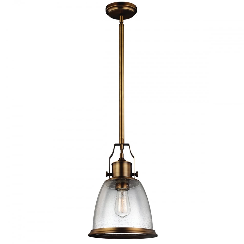 Feiss Hobson Single Medium Pendant - Aged Brass
