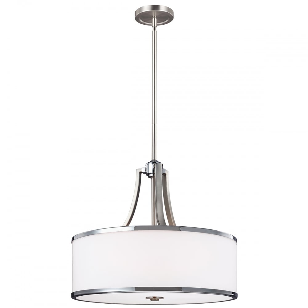 Feiss Prospect Park 4 Light Uplight Pendant - Satin Nickel & Chrome