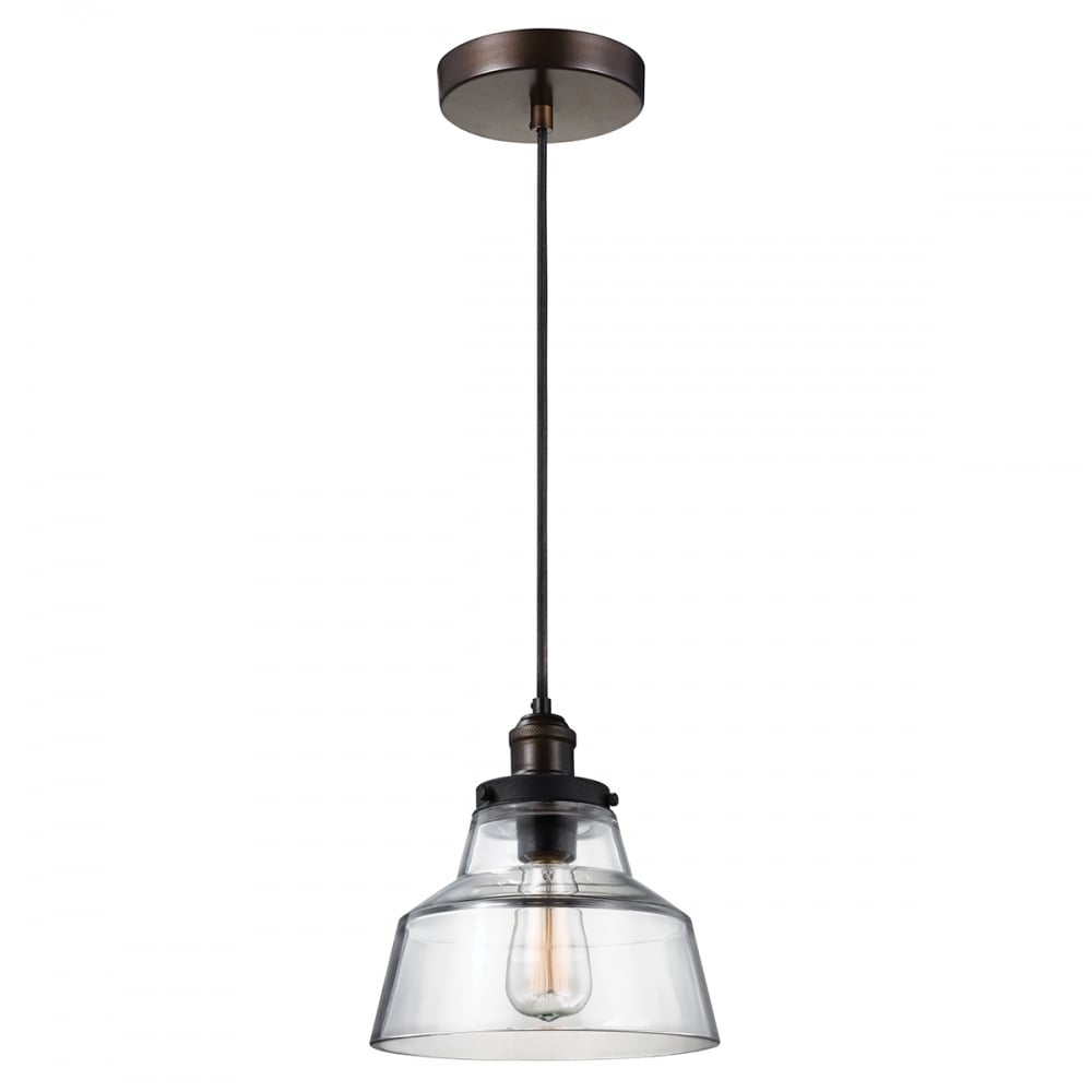 Feiss Baskin Single Pendant - Painted Aged Brass & Dark Weathered Zinc