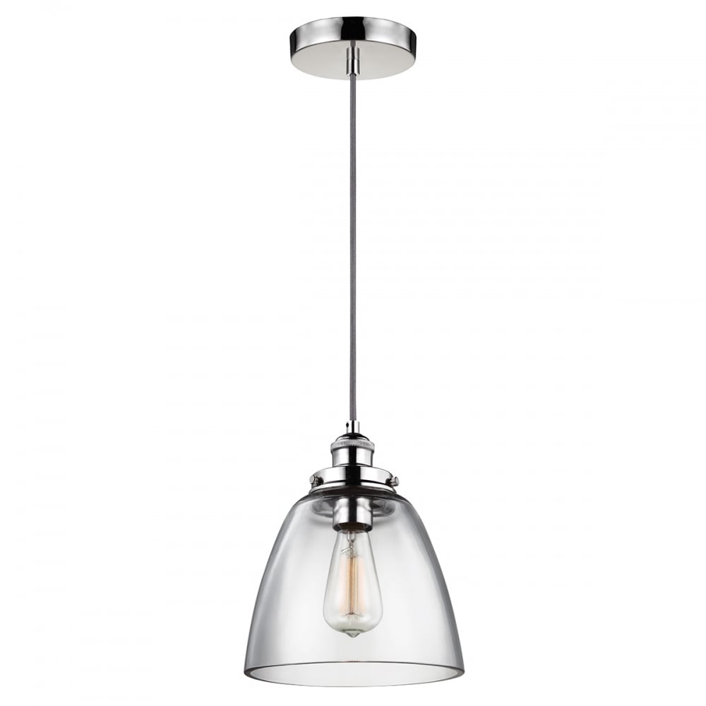 Feiss Baskin Rounded Single Pendant - Polished Nickel