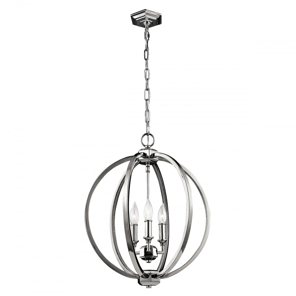 Feiss Corinne 3 Light Medium Pendant - Polished Nickel