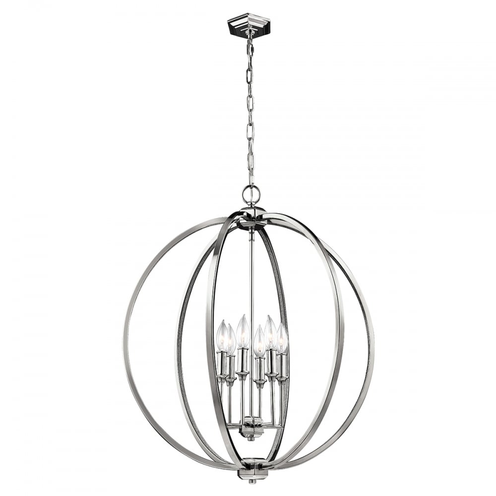 Feiss Corinne 6 Light Pendant - Polished Nickel