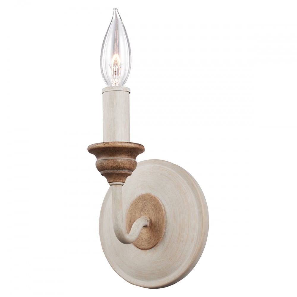 Feiss Hartsville Single Wall Light - Chalk Washed & Beachwood
