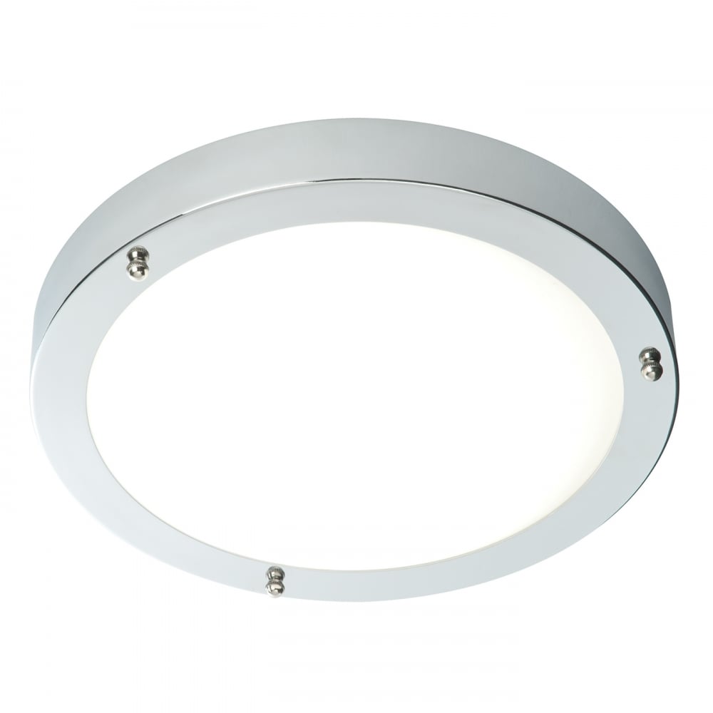 Saxby Portico 300mm Flush fitting IP44 60W - Chrome plate & frosted glass