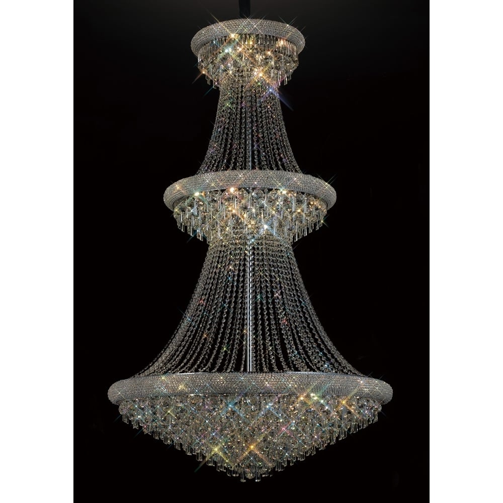 Diyas Alexandra 3 Tier 37 Light Pendant - Polished Chrome & Crystal