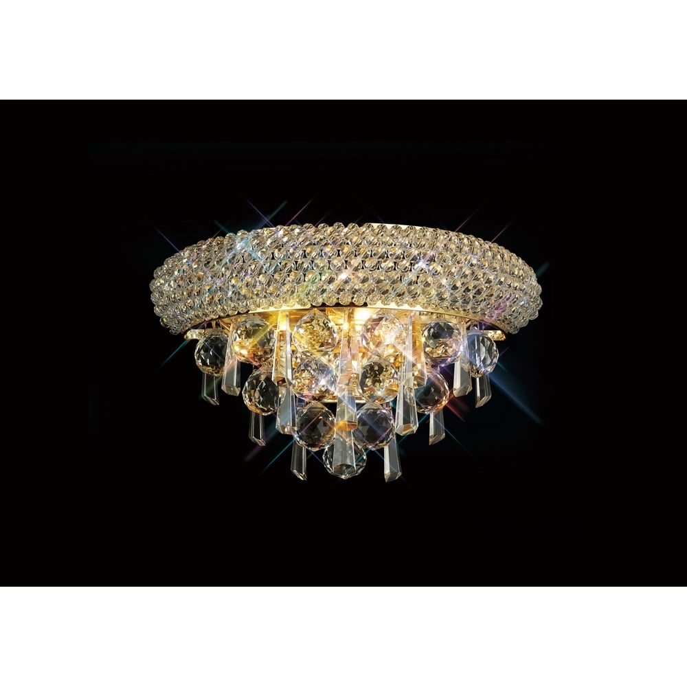 Diyas Alexandra Small 2 Light Wall Light - French Gold & Crystal