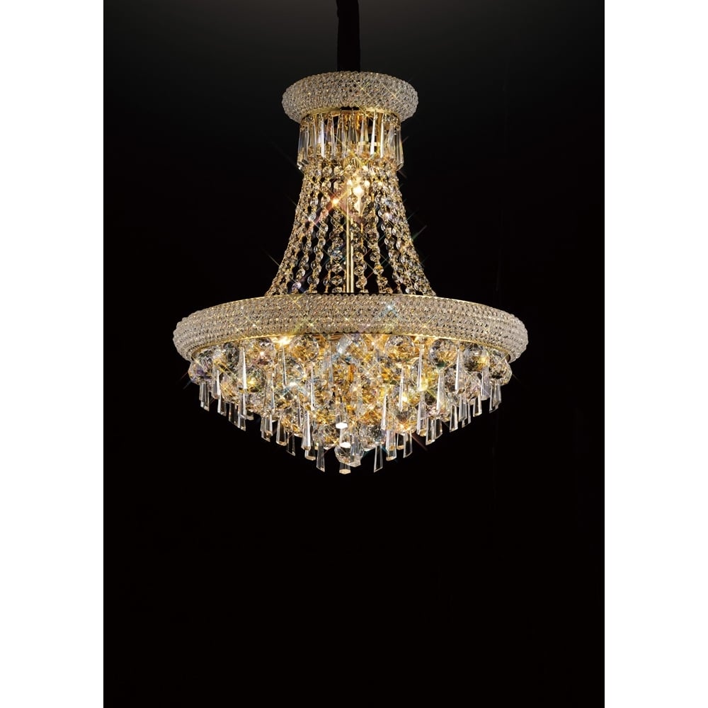 Diyas Alexandra 9 Light Pendant - French Gold & Crystal