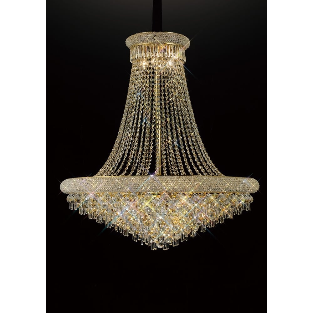 Diyas Alexandra 18 Light Pendant - French Gold & Crystal