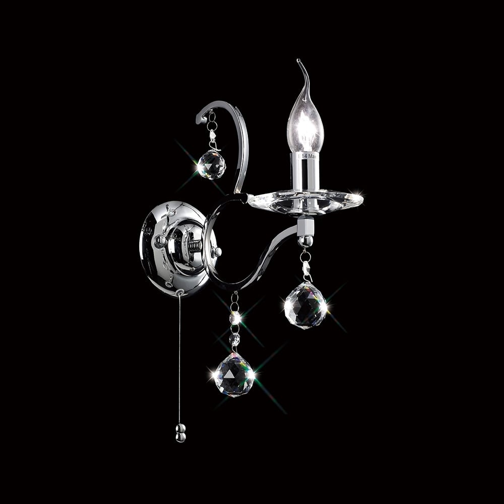 Diyas IL30121 Zinta Wall Light Switched 1 Light Polished Chrome/Crystal