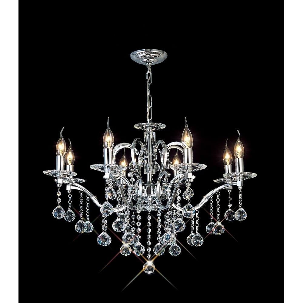 Diyas IL30128 Zinta Pendant 8 Light Polished Chrome/Crystal