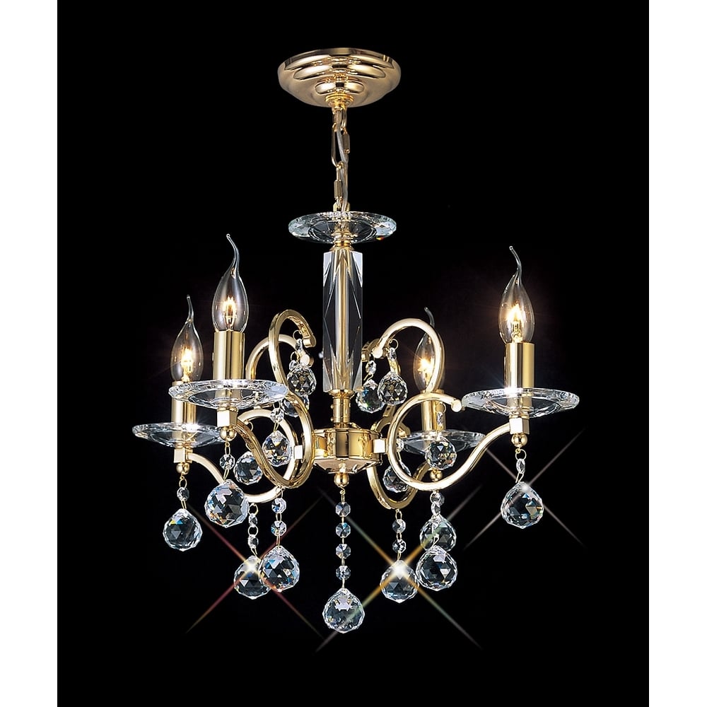 Diyas IL30224 Zinta Pendant 4 Light French Gold/Crystal