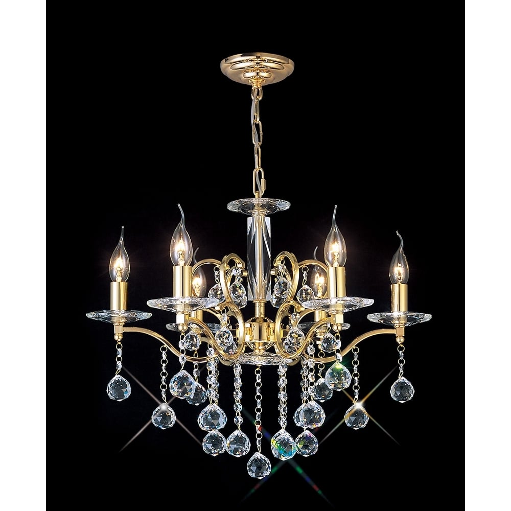 Diyas IL30226 Zinta Pendant 6 Light French Gold/Crystal
