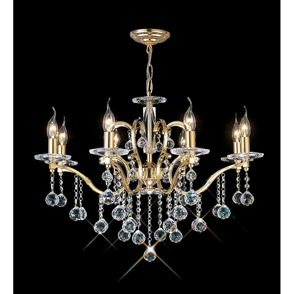Diyas IL30228 Zinta Pendant 8 Light French Gold/Crystal