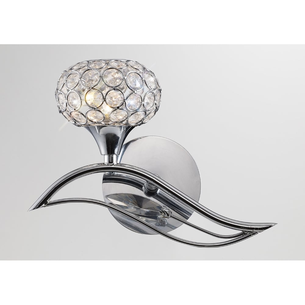 Diyas IL30951/L Leimo Wall Light Switched 1 Light Left Polished Chrome/Crystal