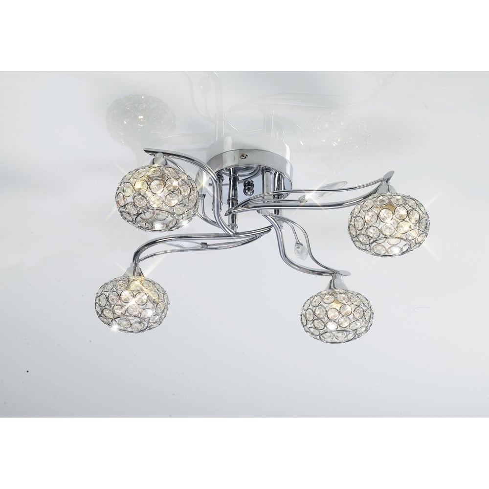 Diyas IL30954 Leimo Ceiling 4 Light Polished Chrome/Crystal