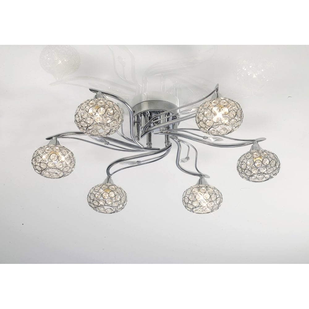 Diyas IL30956 Leimo Ceiling 6 Light Polished Chrome/Crystal