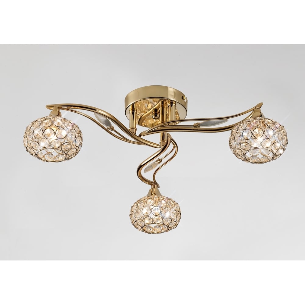 Diyas IL30963 Leimo Ceiling 3 Light French Gold/Crystal