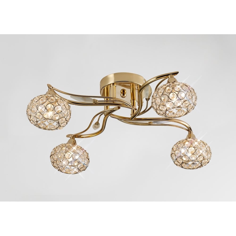 Diyas IL30964 Leimo Ceiling 4 Light French Gold/Crystal