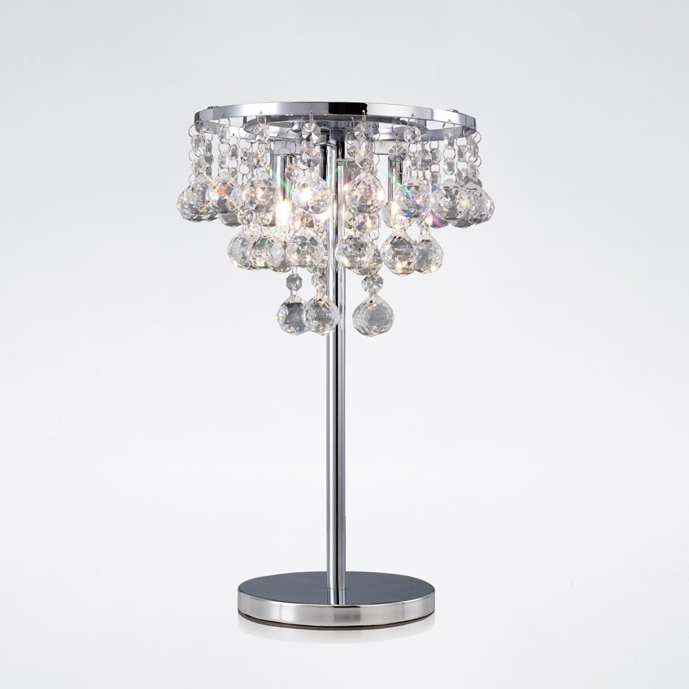 Diyas IL30028 Atla Table Lamp 3 Light Polished Chrome/Crystal