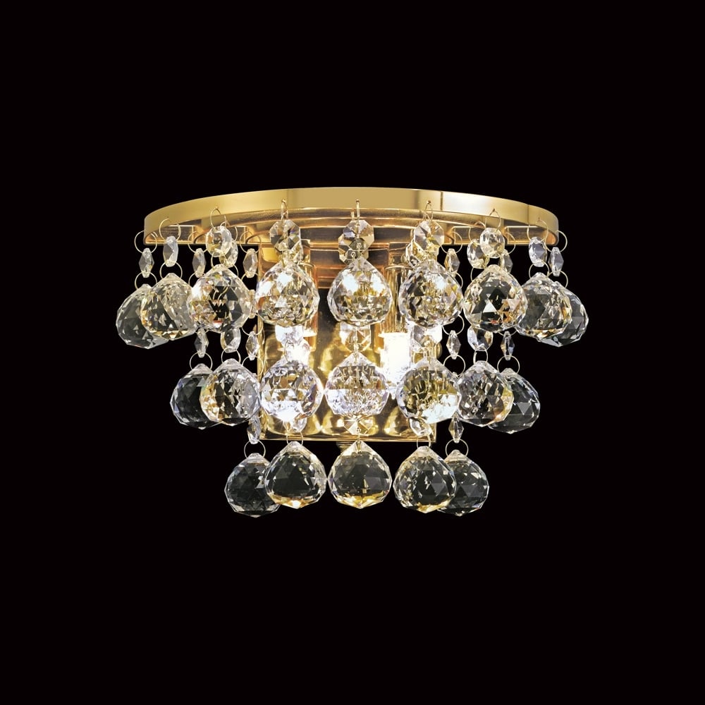 Diyas IL30214 Atla Wall Light Switched 2 Light French Gold/Crystal