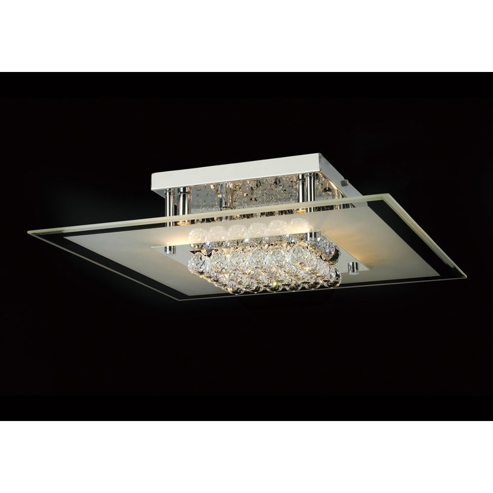 Diyas IL30024 Delmar Ceiling Square 6 Light Polished Chrome/Glass/Crystal