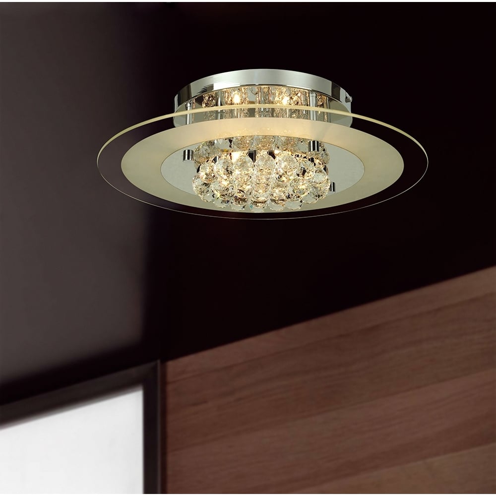 Diyas IL30022 Delmar Ceiling Round 6 Light Polished Chrome/Glass/Crystal
