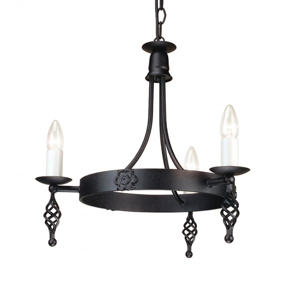 Elstead Belfry 3 Light Chandelier - Black