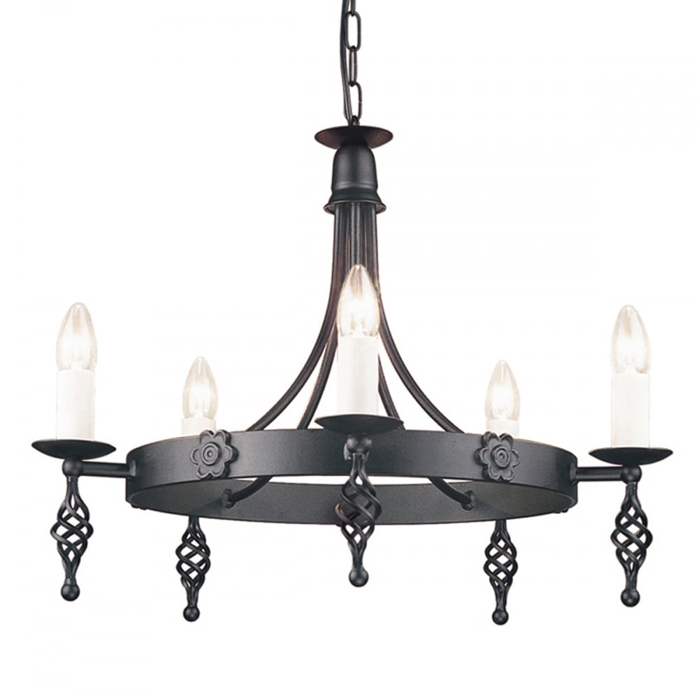 Elstead Belfry 5 Light Chandelier - Black