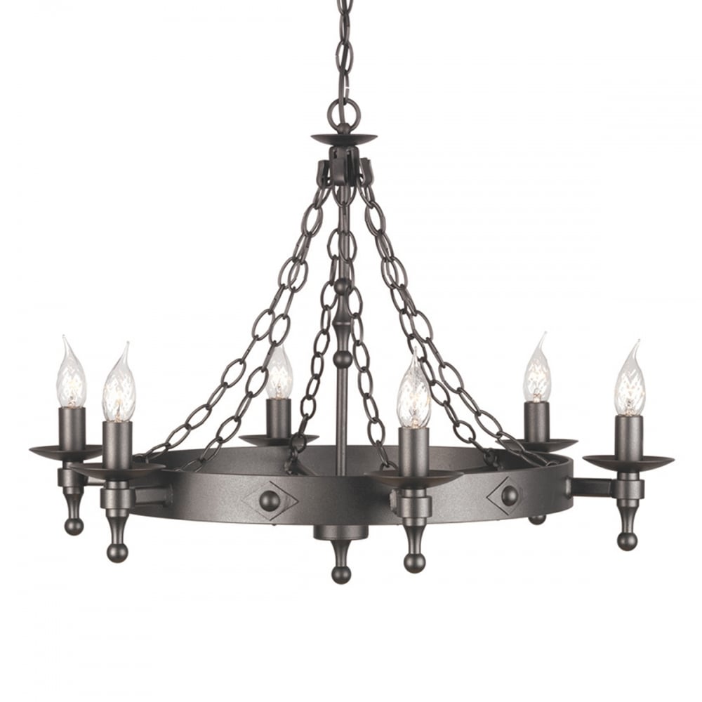 Elstead Warwick 6 Light Chandelier - Graphite Black