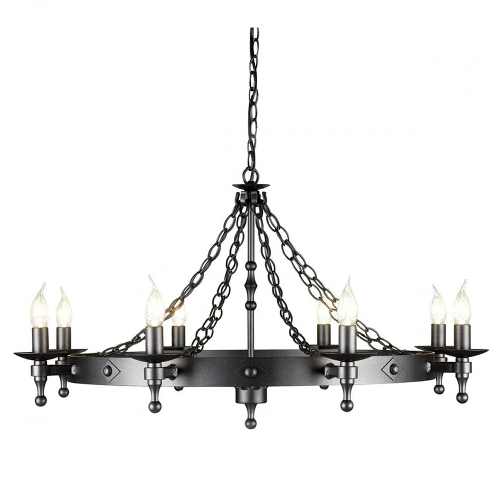 Elstead Warwick 8 Light Chandelier - Graphite Black