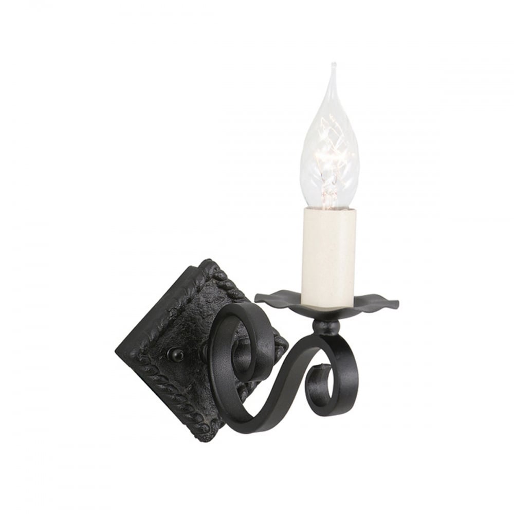 Elstead Rectory Swirl Single Wall Light - Black