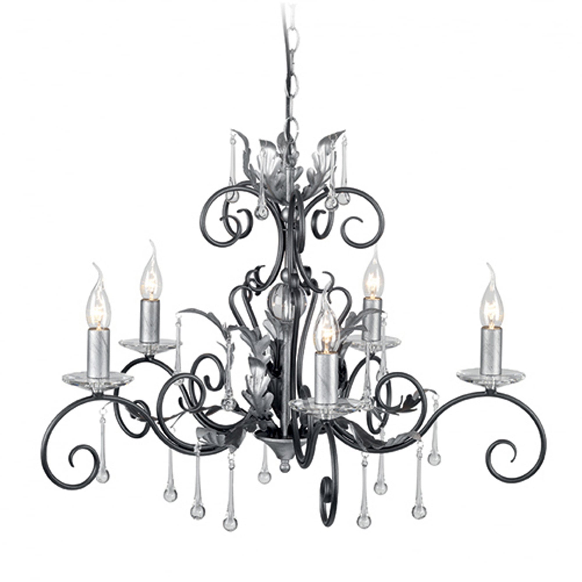 Elstead Amarilli 5 Light Chandelier - Black & Silver